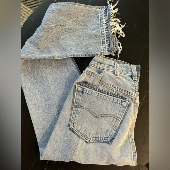 EB denim unravel original made with vintage Levi’s split hem jeans